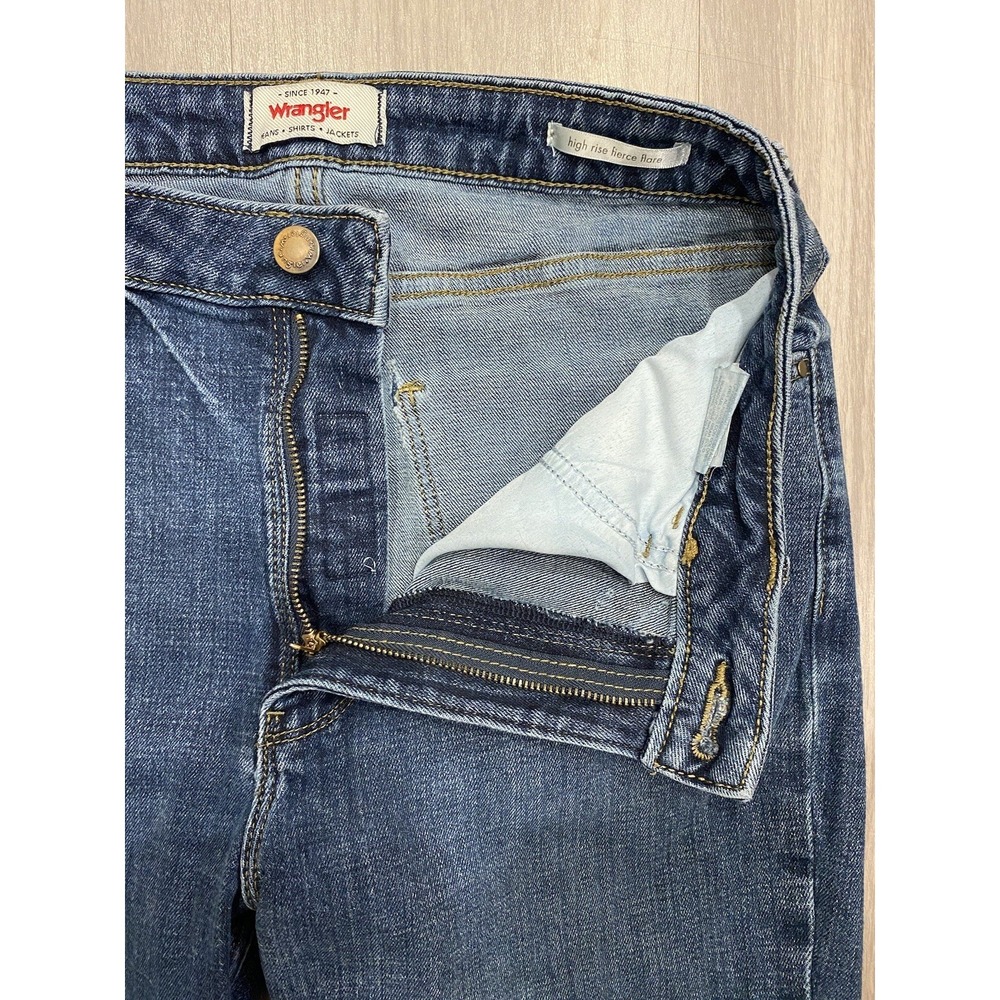 Women's Wrangler Deep Sea High Rise Fierce Flare Jeans Wide Size 8x34 34L 29x33 - Picture 4 of 10